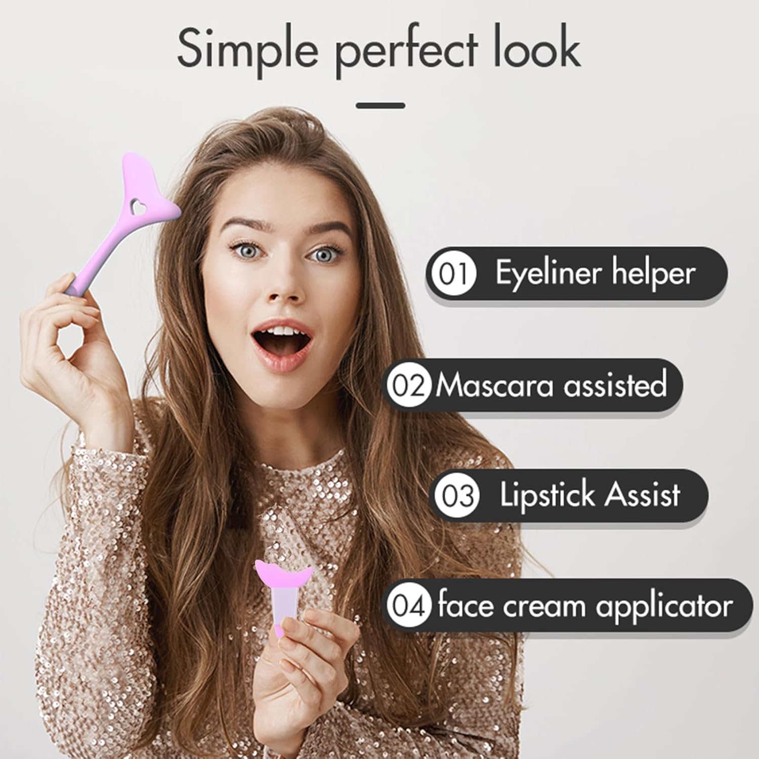 4 plantillas de delineador de ojos reutilizables de silicona, aplicadores de sombra de ojos, protectores de rímel, delineador de ojos, aplicador de