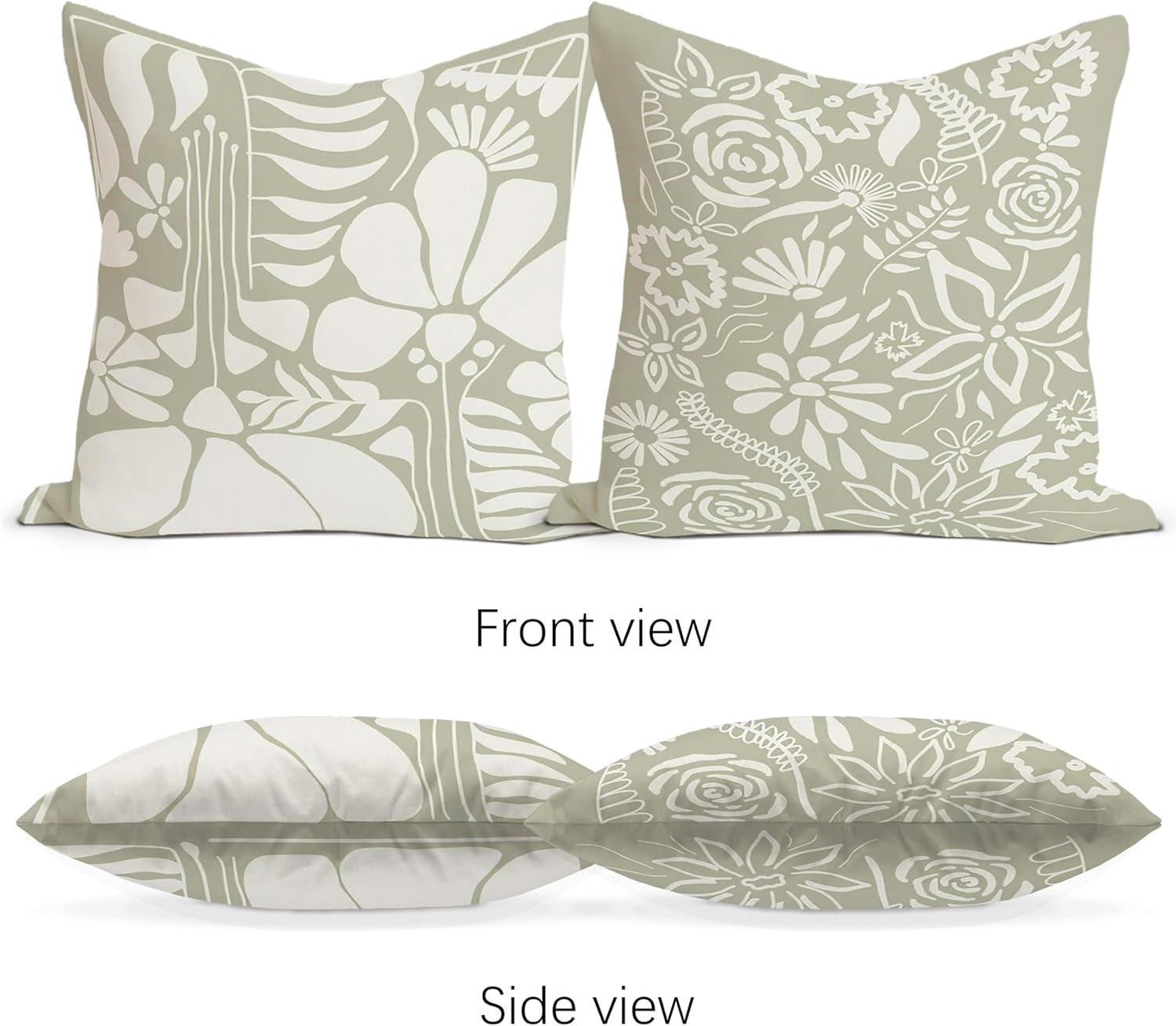 Rusenbao Juego de 2 fundas de almohada bohemias abstractas con diseño botánico verde salvia floral para decorar el hogar, dormitorio, sala de estar,