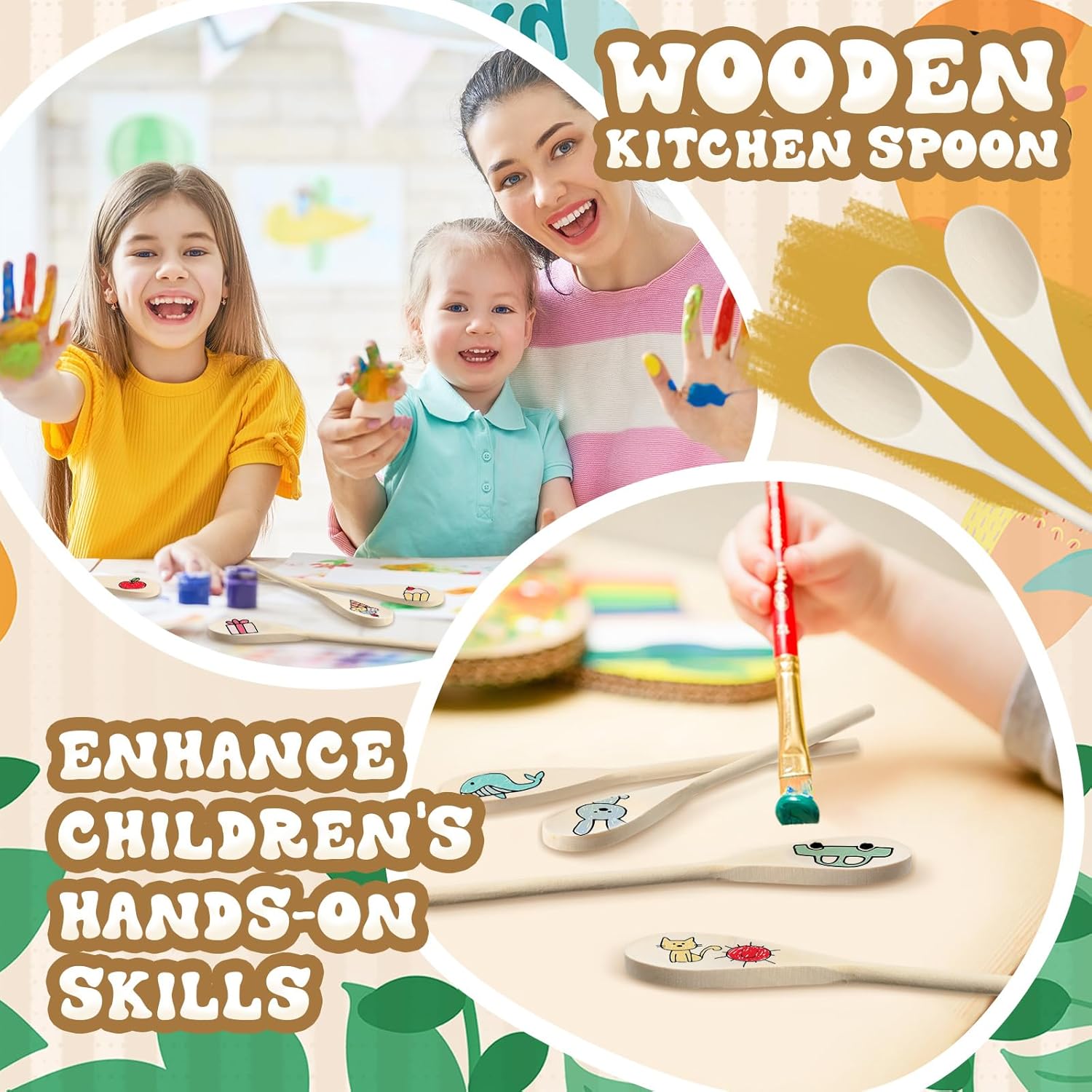 100 cucharas de madera de 10 pulgadas, regalos para mamá, cucharas de madera ovaladas, cucharas de madera para bricolaje, cuchara de madera para