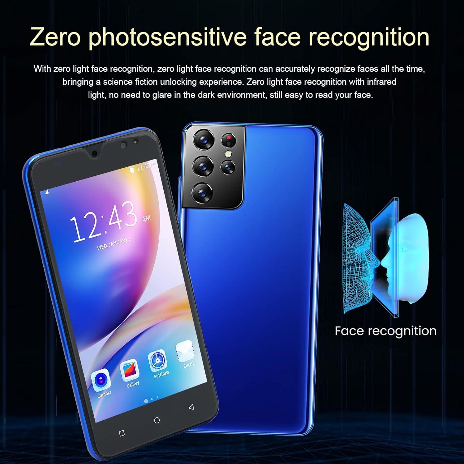 Hilitand S21 Pro – Smartphone desbloqueado para Android 10, teléfono celular desbloqueado, identificación facial desbloqueada, pantalla de 5.45