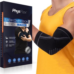 PhysFlex Coderas para aliviar el dolor de codo de tenis y golfista, manga de compresión de codo para levantamiento de pesas, entrenamiento, fitness, PhysFlex Coderas para aliviar el dolor de codo de tenis y golfista, manga de compresión de codo para levantamiento de pesas, entrenamiento, fitness,
