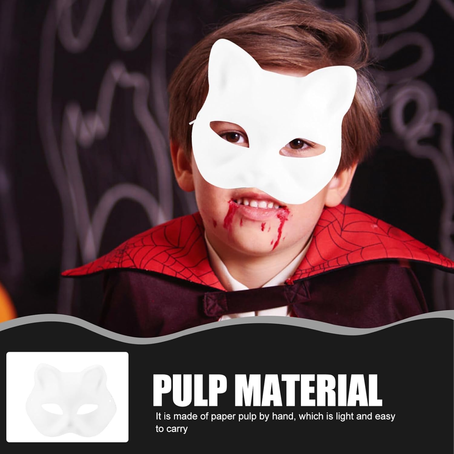 STOBOK Máscara de gato, 5 máscaras de gato de mascarada, máscaras en blanco pintables para Halloween, gato blanco, sin pintar, máscaras para