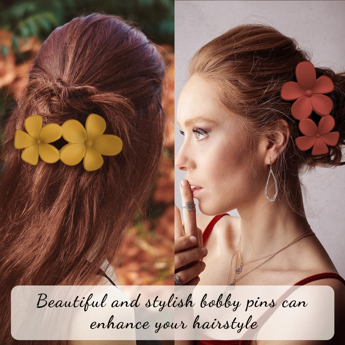 5 pinzas para el pelo con flores mate, pasadores de pelo de cocodrilo para mujeres y niñas, lindas pinzas para el cabello francés, antideslizantes,