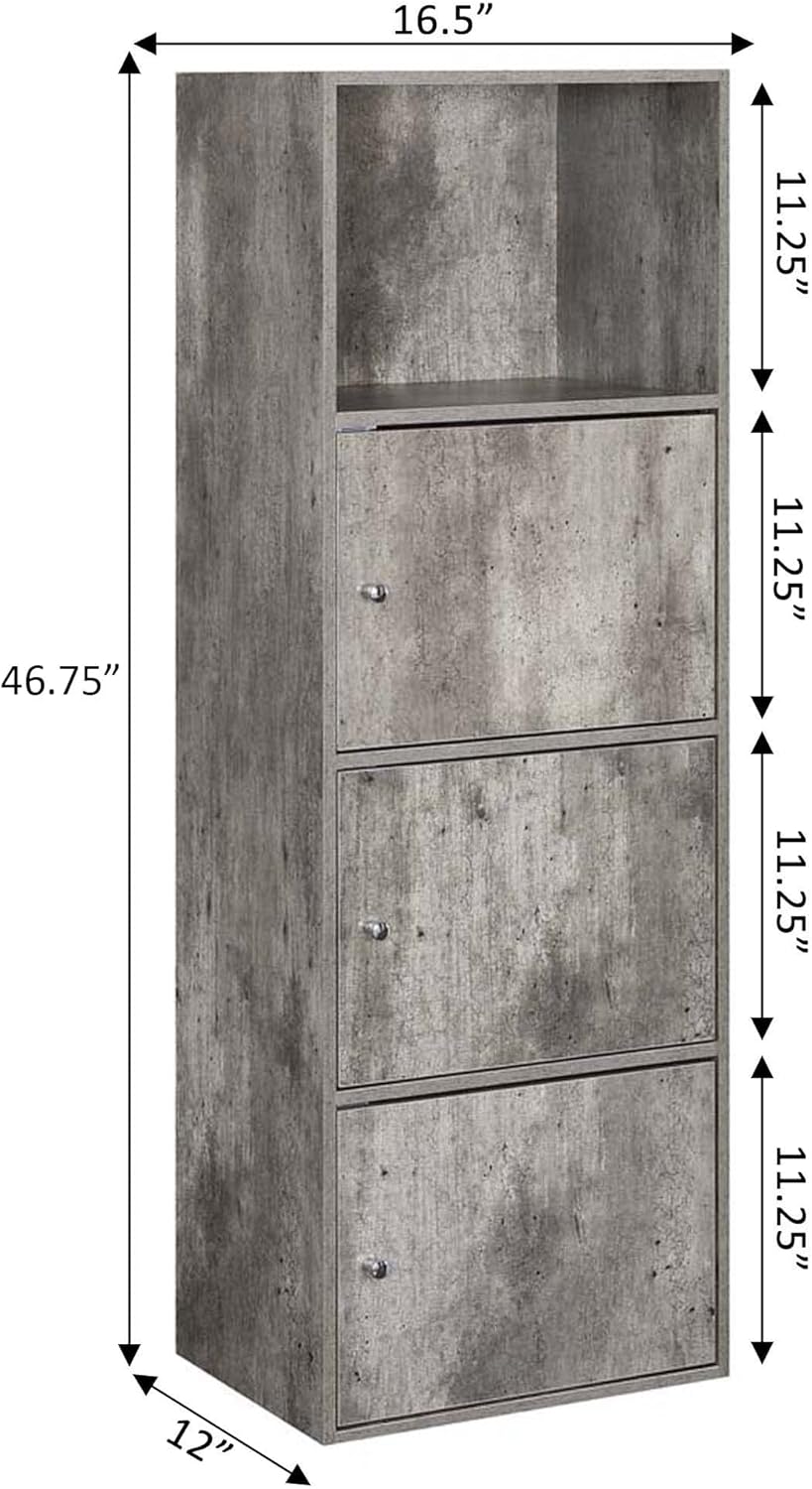 Convenience Concepts Xtra Storage – Armario de 3 puertas con estante, 16.5 pulgadas de largo x 12 pulgadas de ancho x 46.75 pulgadas de alto, abedul