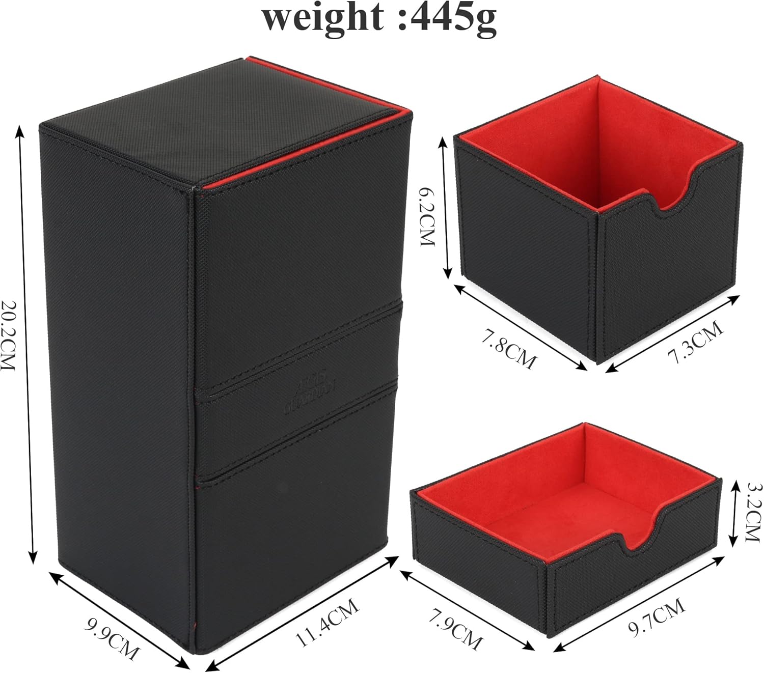 AEGIS GUARDIAN – Caja de cartas para MTG con 3 bandejas, caja de cubierta Commander con capacidad para más de 200 cartas de doble manga, piel