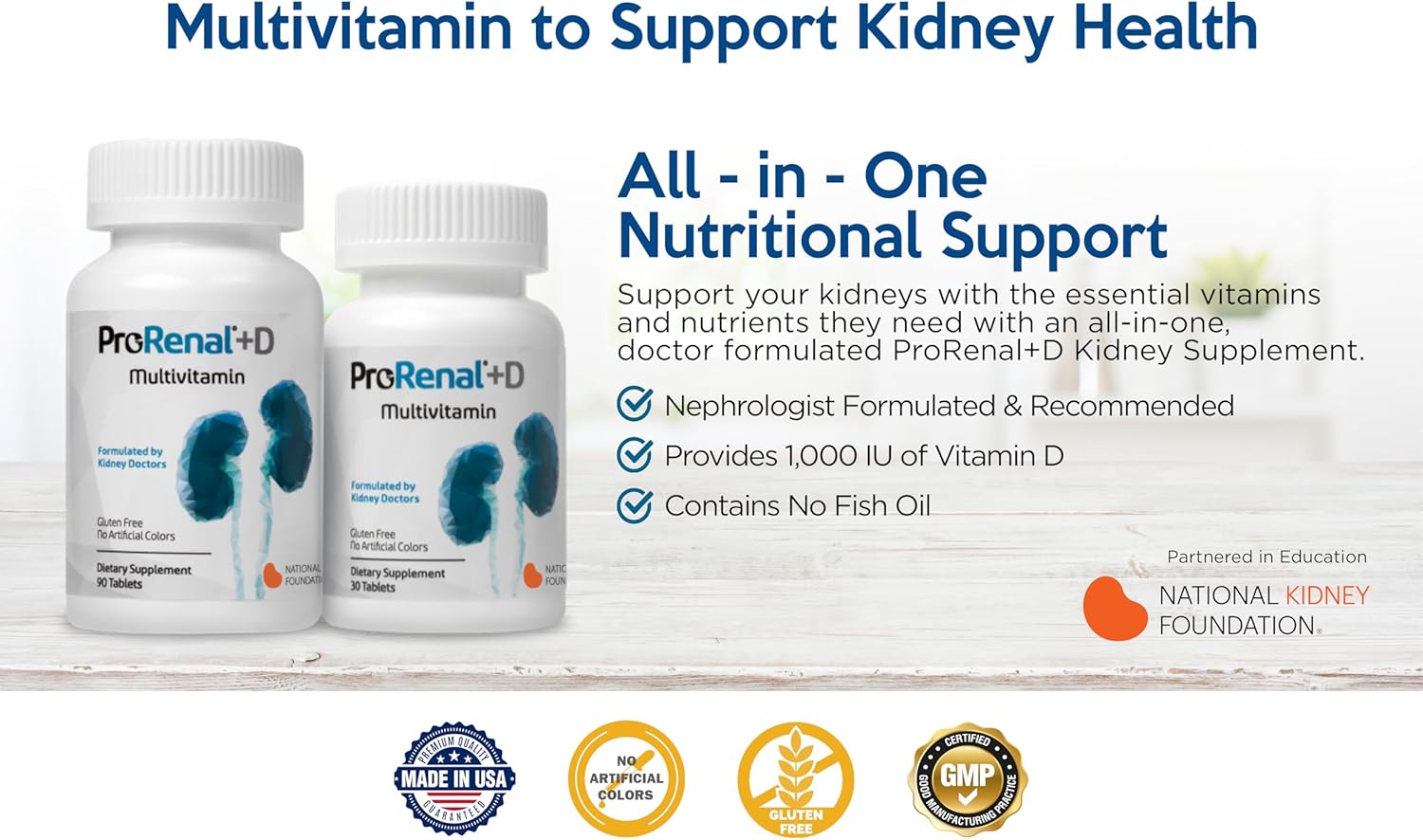 ProRenal+D Kidney Multivitamins Suministro para 30 días