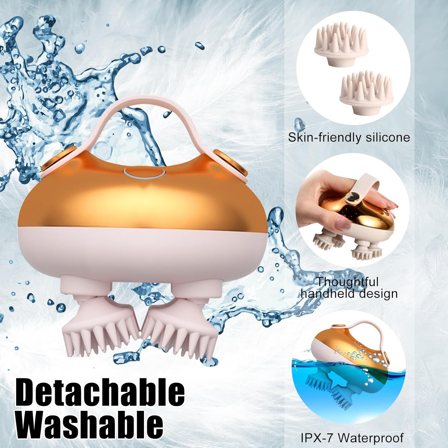 Masajeador eléctrico para el crecimiento del cabello, IPX7, impermeable, masajeador de cuero cabelludo para el estrés, masajeador de cabeza
