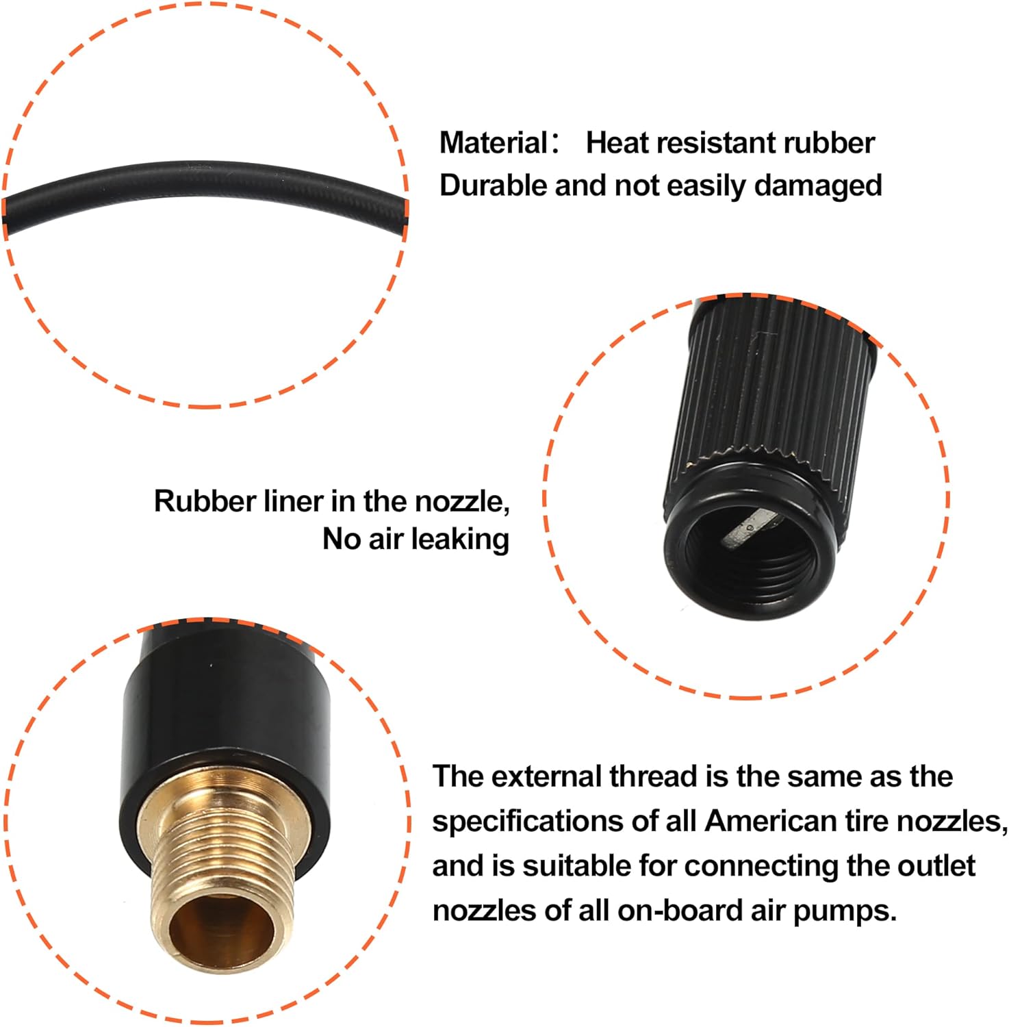 X AUTOHAUX Manguera de extensión de inflador de neumáticos roscados de 19.7 in, adaptador de mandril de manguera de bomba de aire, tubo de conexión