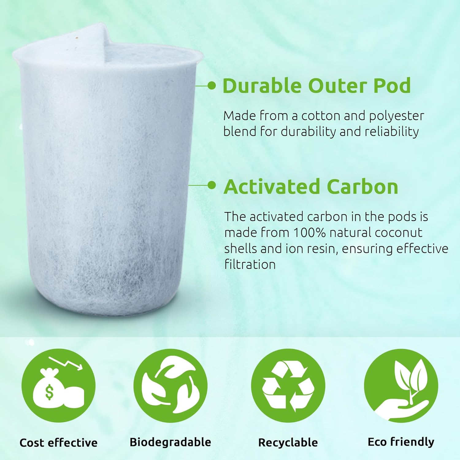 3 cápsulas de repuesto para purificador de agua dura para estuche FilR con carbón activado y resina iónica, cápsulas de filtro de agua dura de larga