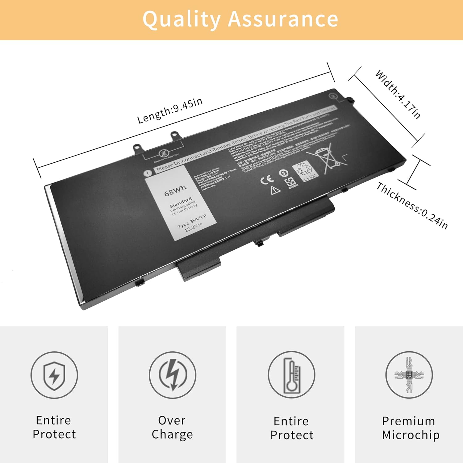 3HWPP – Batería de repuesto de 15.2 V 68 Wh, compatible con Dell Latitude 5401 5410 5411 5501 5510 5511 Precision 3541 3551 Series Laptop 03HWPP