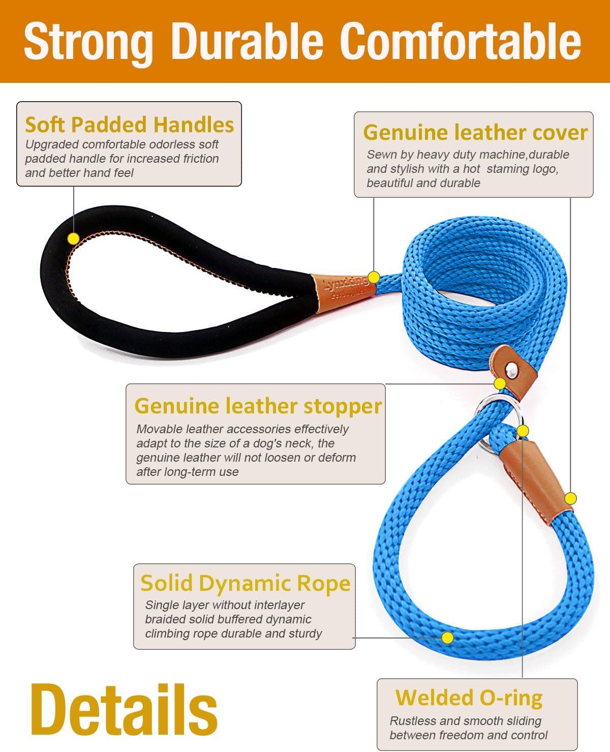 lynxking Paquete de 2 correas antideslizantes para perros de 6 pies, resistentes y trenzadas, correas de entrenamiento para perros medianos, grandes