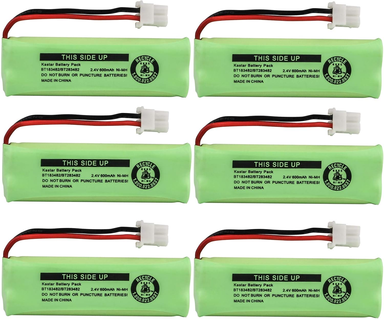 Kastar Paquete de 6 baterías inalámbricas BT183482  BT283482 Ni-MH 2.4V 600 mAh repuesto para Vtech LS6475-3 Vtech DS6401 DS6421 DS6422 DS6472