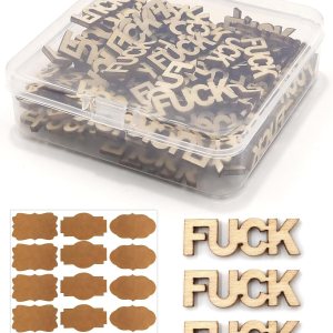 Fu*ks – Letra recortada de madera, 100 unidades, diseño de mal estado de ánimo, día de cumpleaños, vacaciones, regalo para amigos, regalo divertido, Fu*ks – Letra recortada de madera, 100 unidades, diseño de mal estado de ánimo, día de cumpleaños, vacaciones, regalo para amigos, regalo divertido,