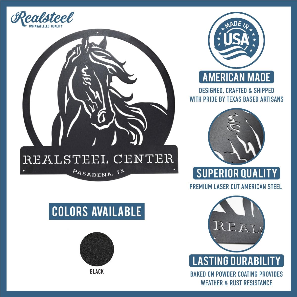 RealSteel, Custom Metal Sign, Personalized Horse Stable Signs, Farmhouse Wall Decor, Family Name Art, Custom Name, Porch, Patios, Gift