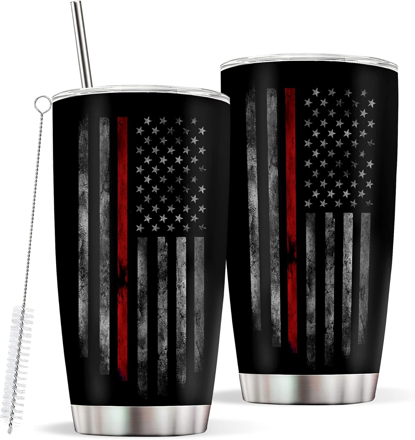 Regalos de vaso de bandera estadounidense, vaso de bandera de línea roja, regalos para hombres y mujeres, 4 de julio, vaso de café aislado de acero