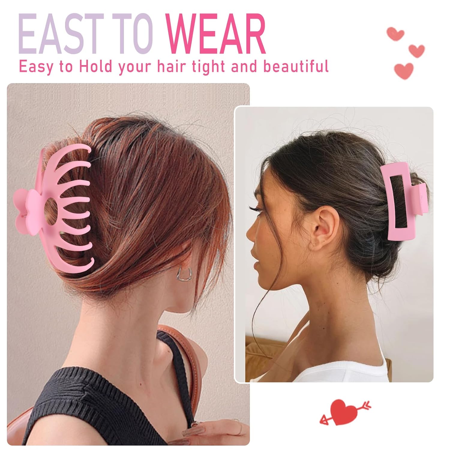 LuSeren Pinzas para el cabello para mujer, pinzas de pelo grandes de 4.3 pulgadas para mujer, cabello fino y rizado, clips de plátano mate grandes,
