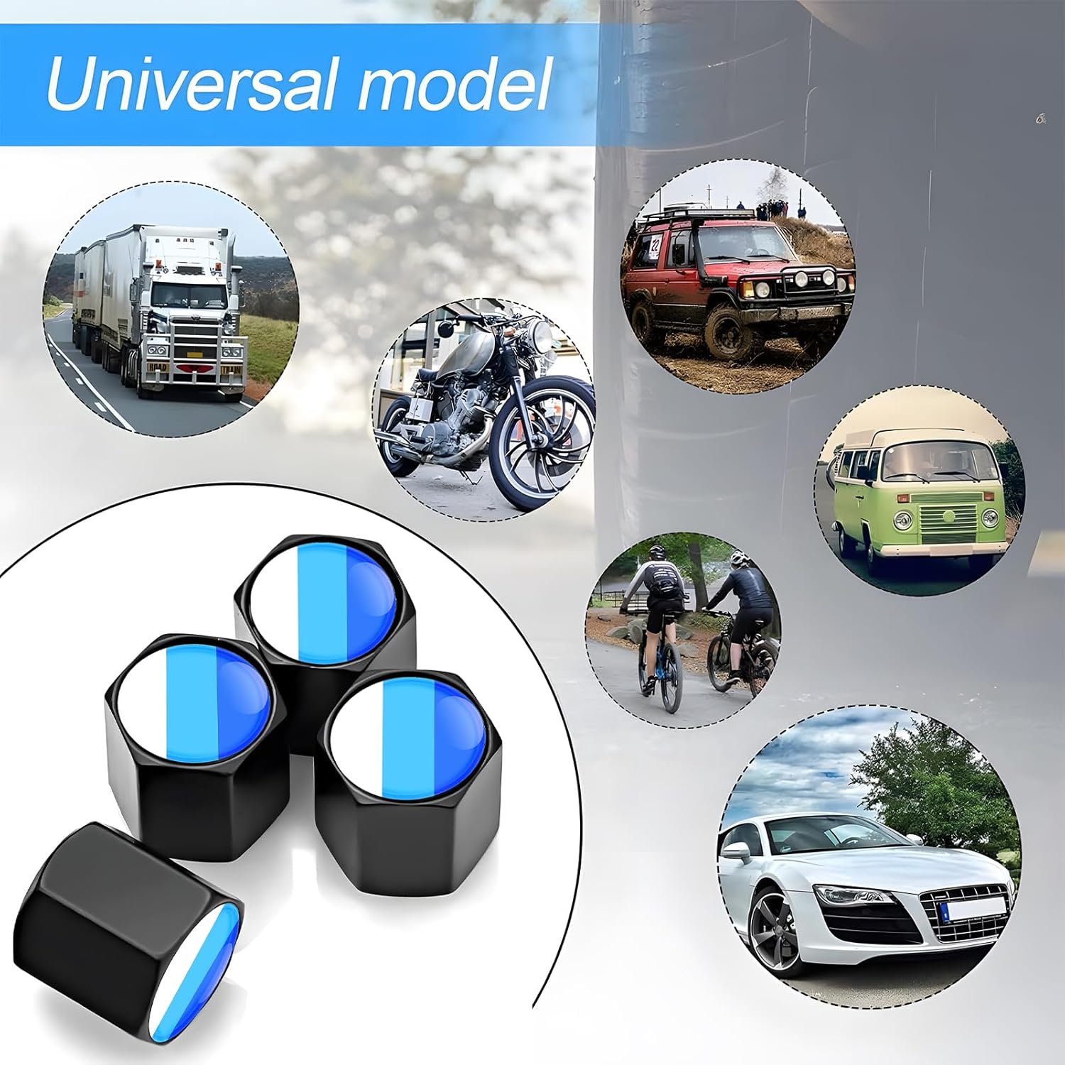 Tri-Color Sports – Tapones de válvula de neumático (4 unidades), tapas universales para válvulas de neumáticos, para Tacoma, 4Runner, Tundra,