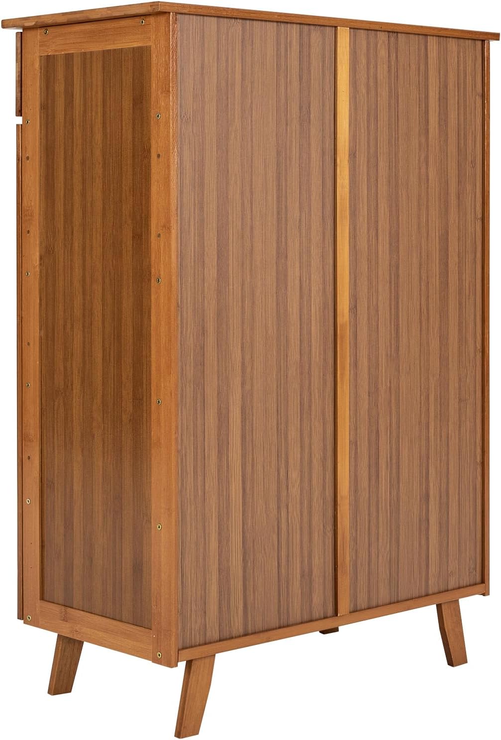 Gdrasuya10 Gabinete de zapatos de bambú para entrada, organizador de zapatos de 5 niveles con puertas, estantes de zapatos medianos de pie libre