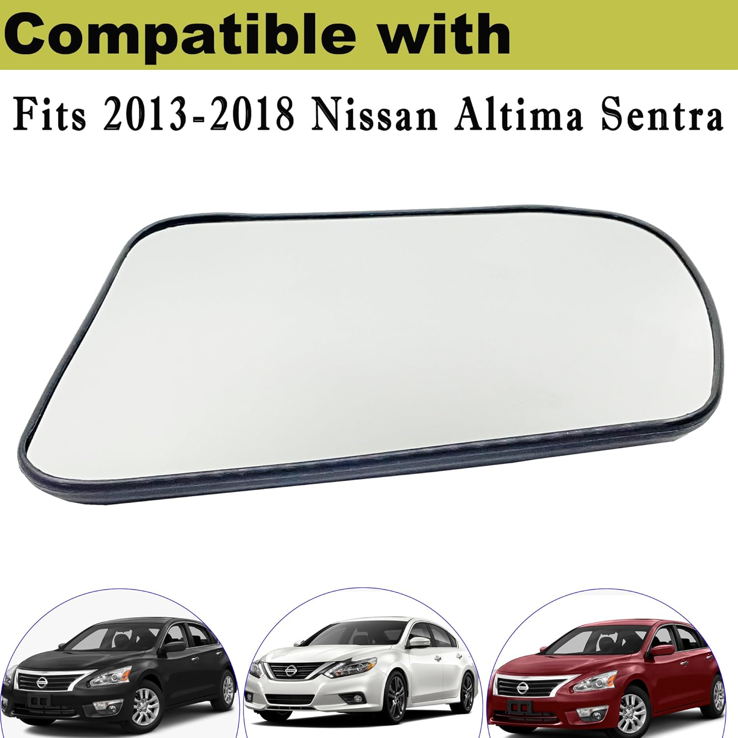 Altima – Espejo de cristal calefactable para el lado del conductor con soporte trasero compatible con Nissan Altima Sentra 2013-2018 Altima Sentra
