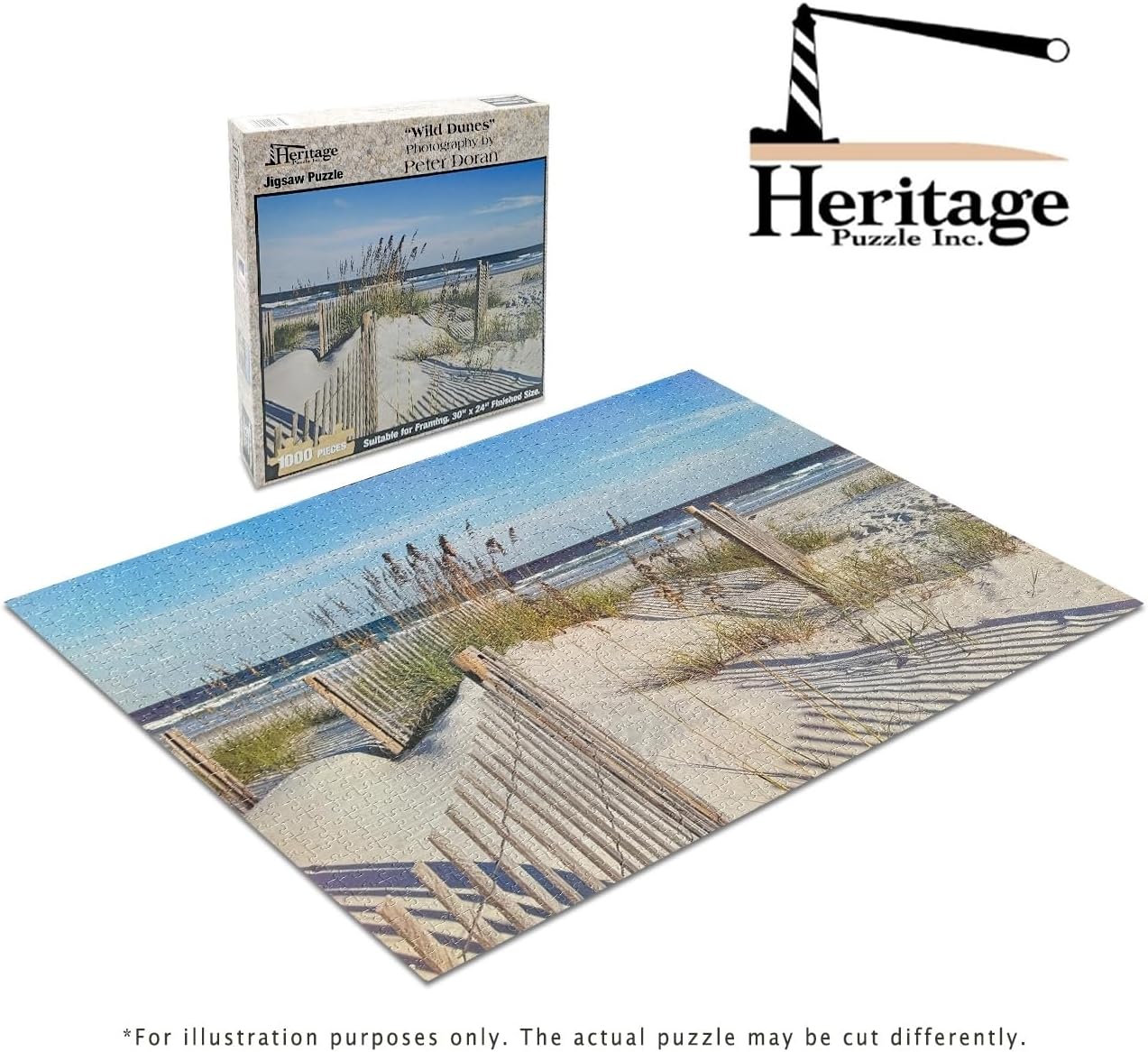 Heritage Puzzle Wild Dunes – Rompecabezas de 1000 piezas para adultos, rompecabezas de playa de 1000 piezas, rompecabezas de playa de orilla del
