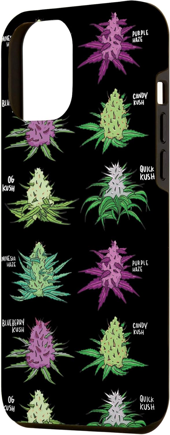 iPhone 13 Pro Max Patrón de malezas Tipo de marihuana Stoner Marihuana Hoja de cannabis Caso
