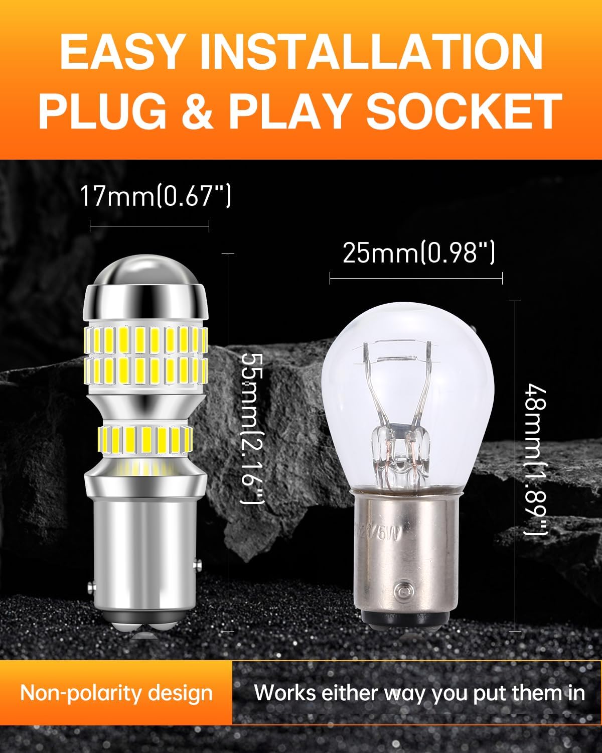 LUYED Nuevo diseño 2 x 1500 lúmenes extremadamente brillantes 1157 4014 78-EX chipsets 1157 2057 2357 7528 bombillas LED, blanco xenón