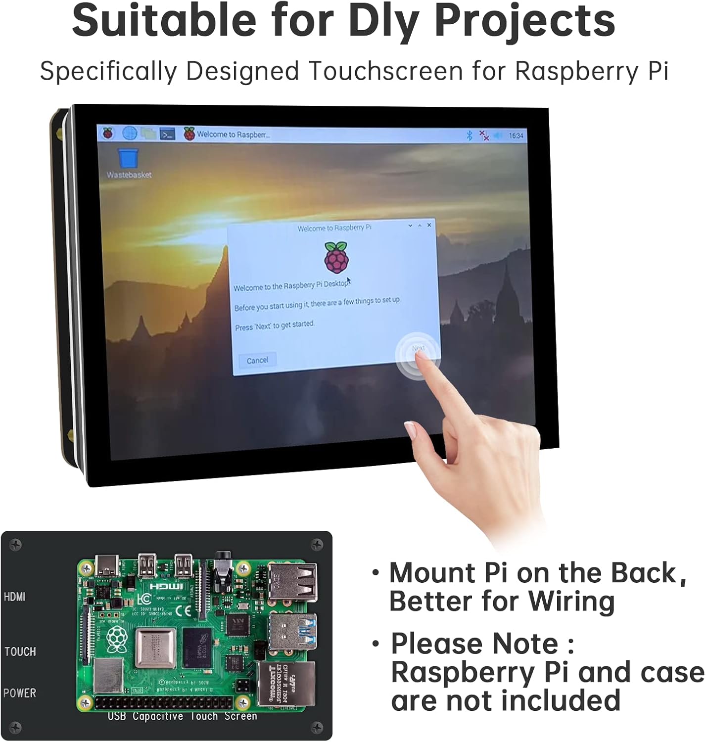 HMTECH 5 ” Raspberry Pi pantalla táctil Monitor 800×480 HDMI con pantalla IPS pantalla LCD para Raspberry Pi 400432ZeroBB+, Banana Pi, Jetson Nano,