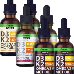 NUSAVA Paquete de gotas líquidas D3 K2 sin sabor, sabor fresa y sabor a vainilla, potentes vitaminas líquidas para el corazón, articulaciones, NUSAVA Paquete de gotas líquidas D3 K2 sin sabor, sabor fresa y sabor a vainilla, potentes vitaminas líquidas para el corazón, articulaciones,