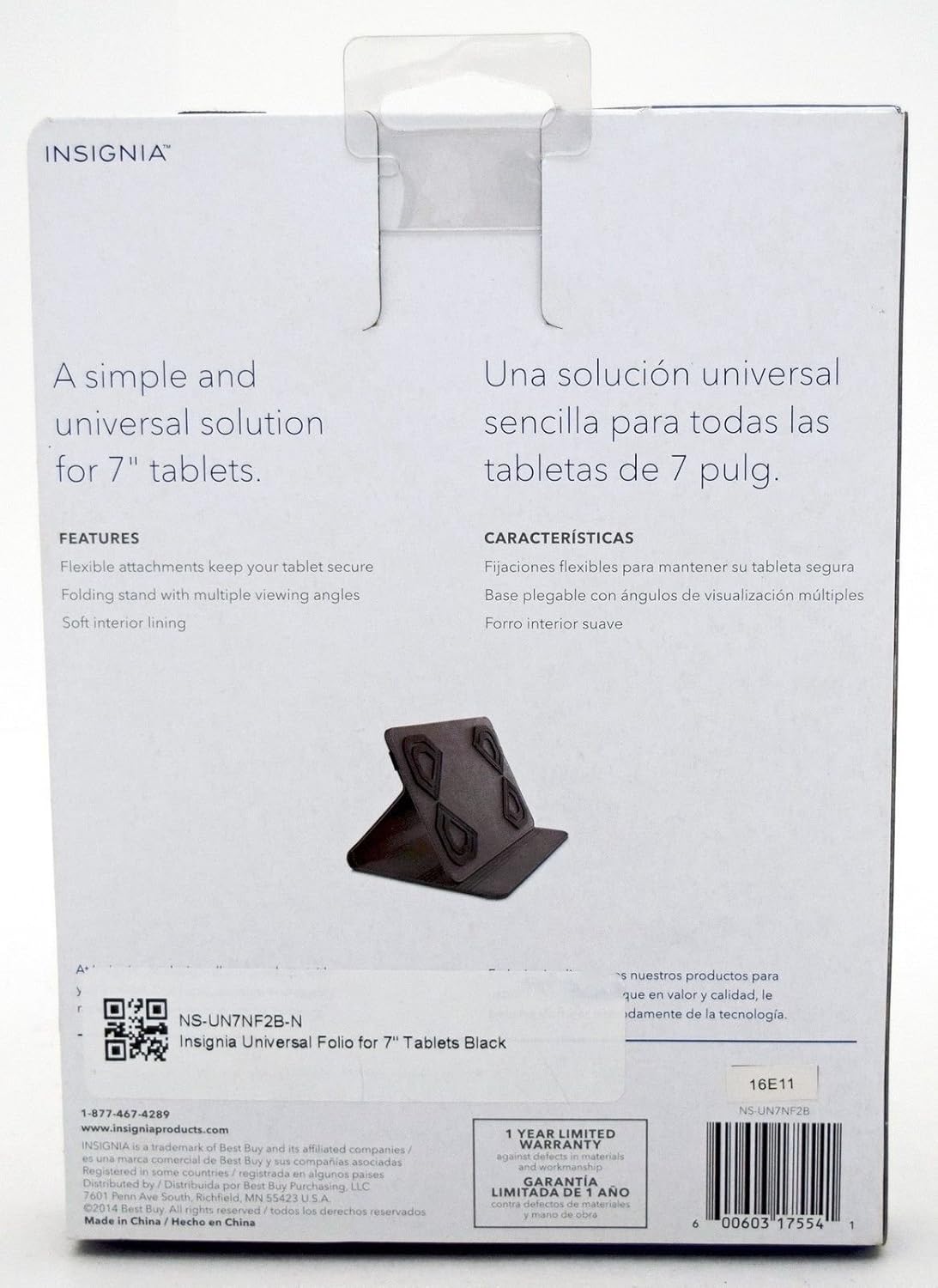 Insignia Funda universal para tablet de 7 pulgadas, color negro