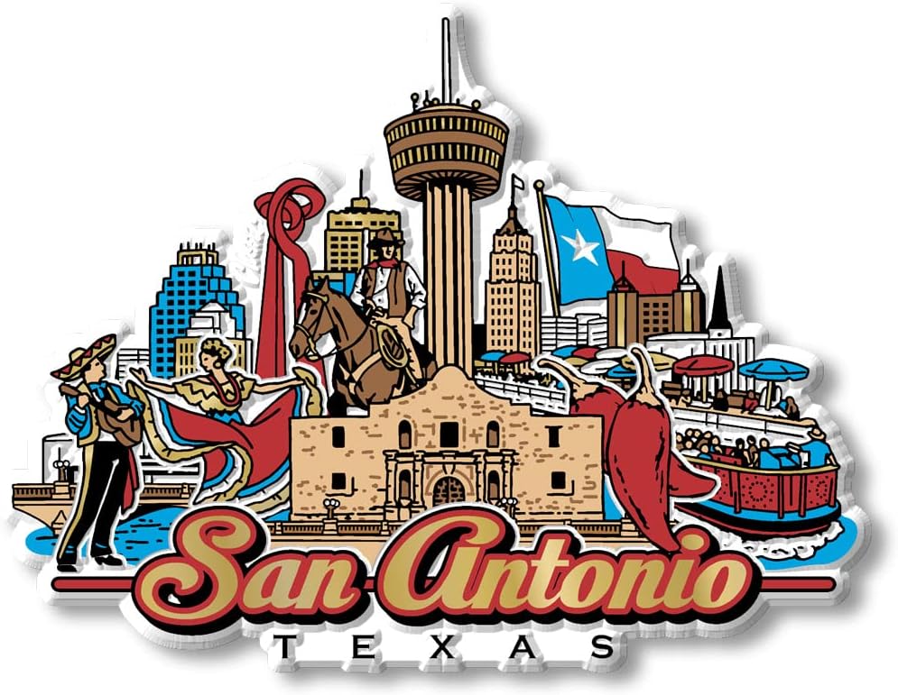 Imán de San Antonio, Texas City por Classic Magnets, recuerdos coleccionables fabricados en los Estados Unidos, 4.21 x 3.22 pulgadas