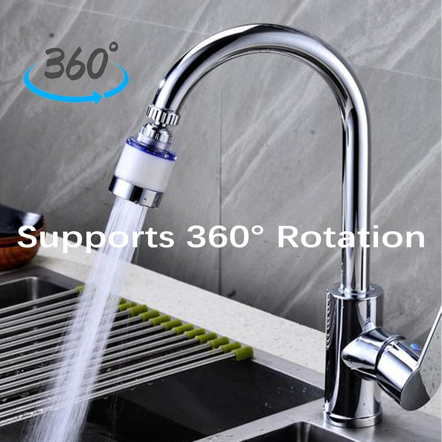 Filtro de grifo de baño giratorio de 360 con 2 elementos de filtro, elimina metales pesados y filtro de grifo de agua para fregadero de agua dura