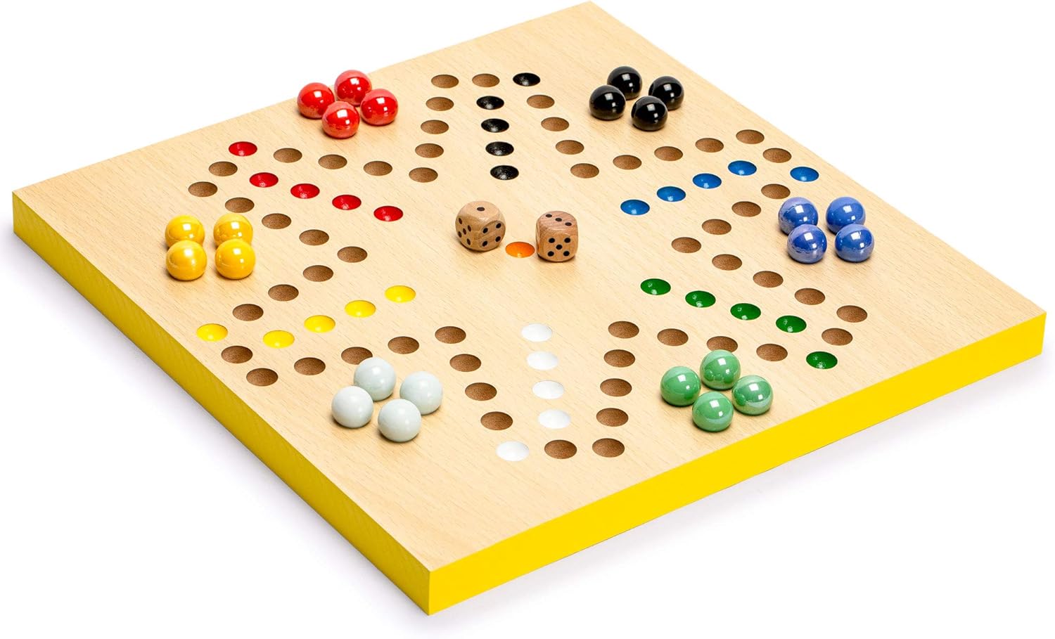 Yellow Mountain Imports Classic Games Bundle – Serpientes y escaleras de madera reversibles 2 en 1, juego de Ludo (11.3 pulgadas) y Ludo reversible