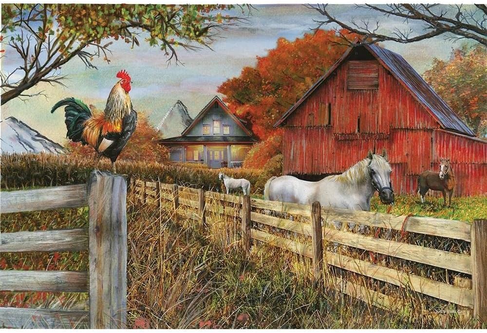 ArtDirect Standing Guard Rooster 18×13 Black Modern Wood Framed with Double Matting Museum Art Print by Wargo, Ed