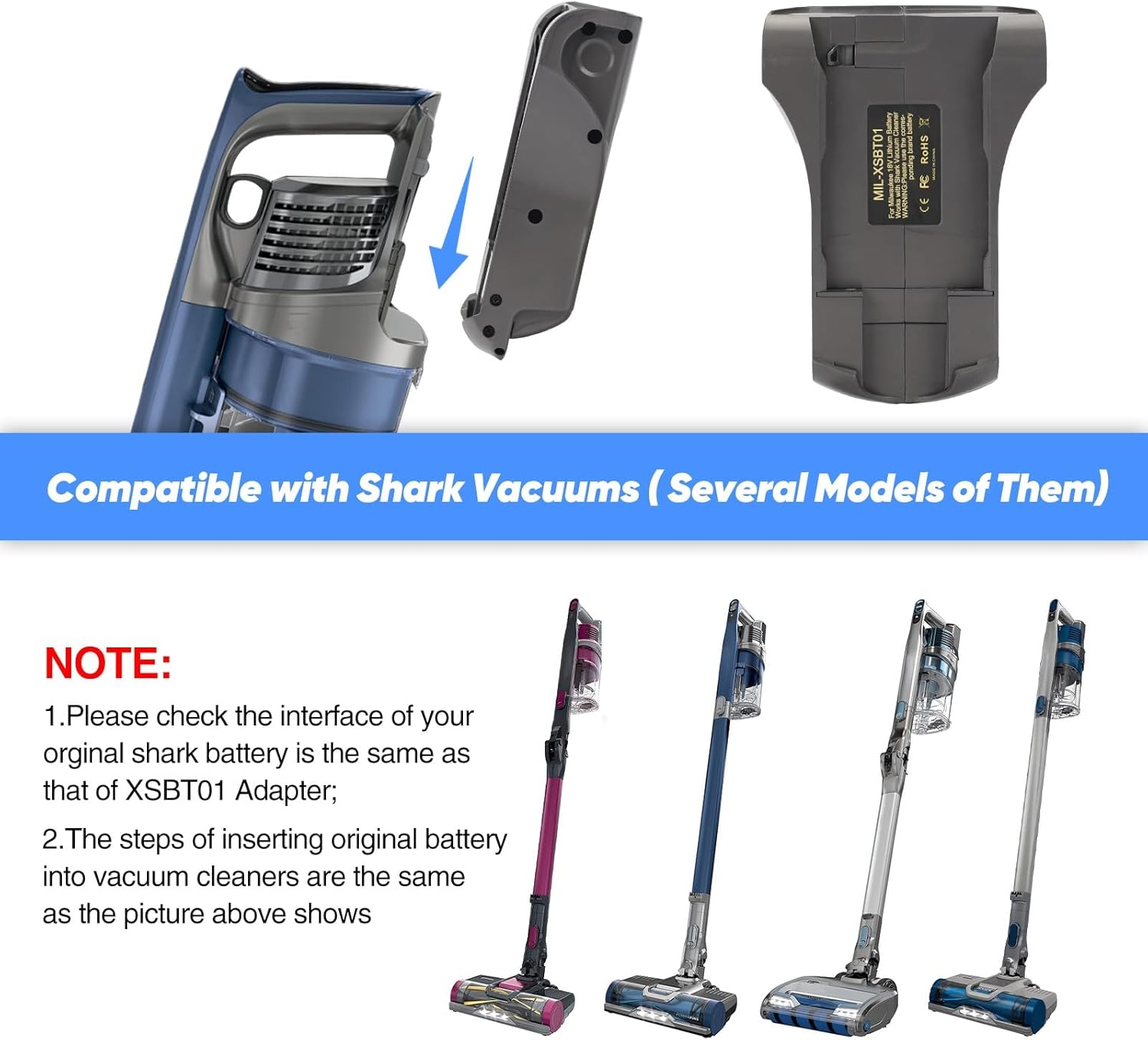 URUN Adaptador de batería para Milwaukee M18 18V Convertir a para aspiradora Shark IZ QZ Series, reemplazo para batería Shark XSBT750 XSBT720