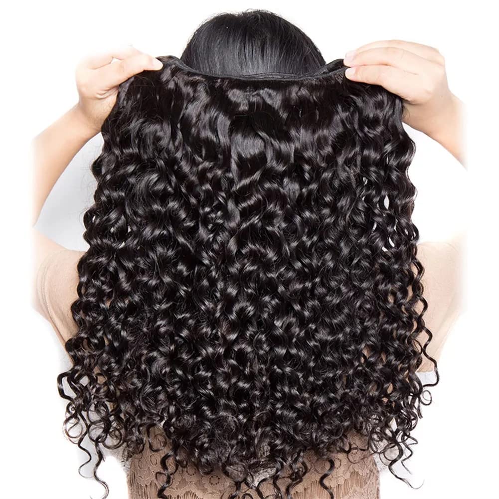 3 paquetes de cabello humano rizado con ondas de agua (24, 26, 28 pulgadas), extensiones de cabello humano virgen brasileño Remy, extensiones de