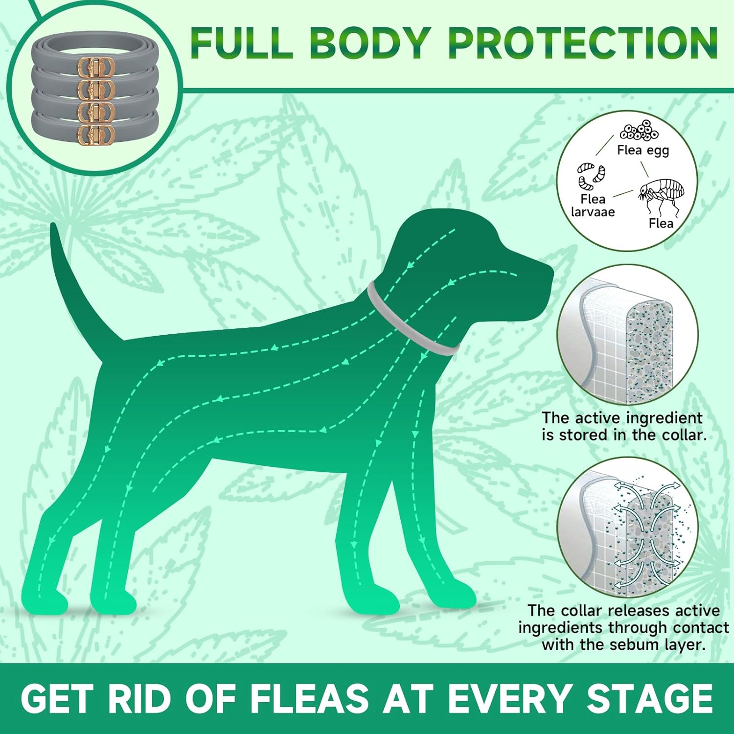 Paquete de 4 collares antipulgas para perros, tratamiento de pulgas y garrapatas de perro, 8 meses de protección contra pulgas y garrapatas para