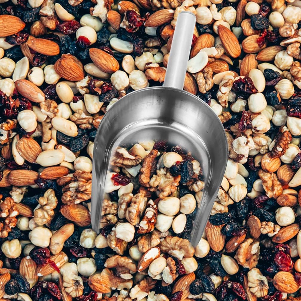 BESTonZON Cuchara de hielo de metal de acero inoxidable de 8 onzas, cuchara de harina de cocina, cuchara de caramelo, cuchara de comida pequeña para