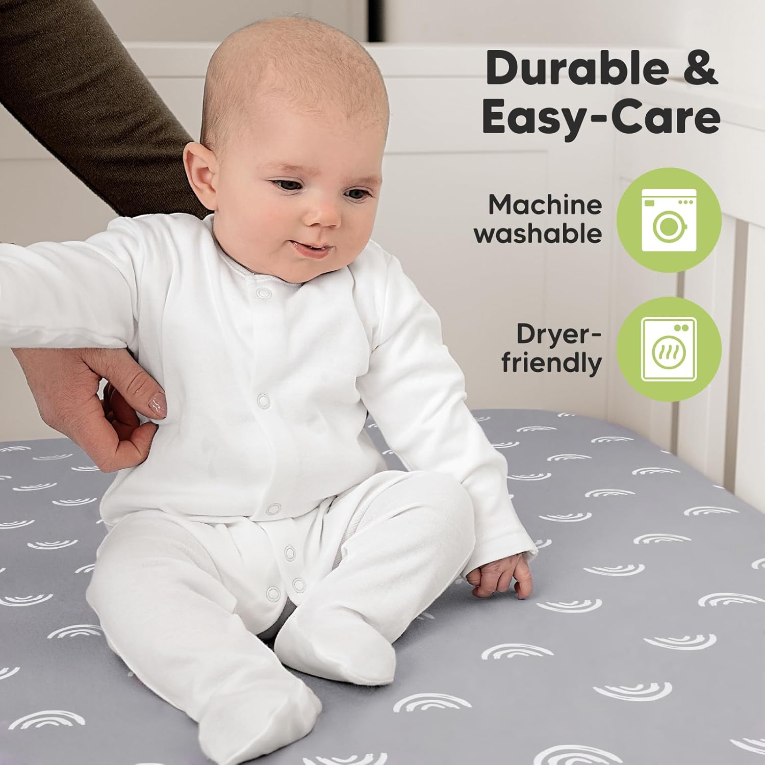 Paquete de 2 sábanas orgánicas para cuna para niños, niñas, sábana bajera ajustable de jersey, sábanas neutrales para cuna, sábana de colchón para