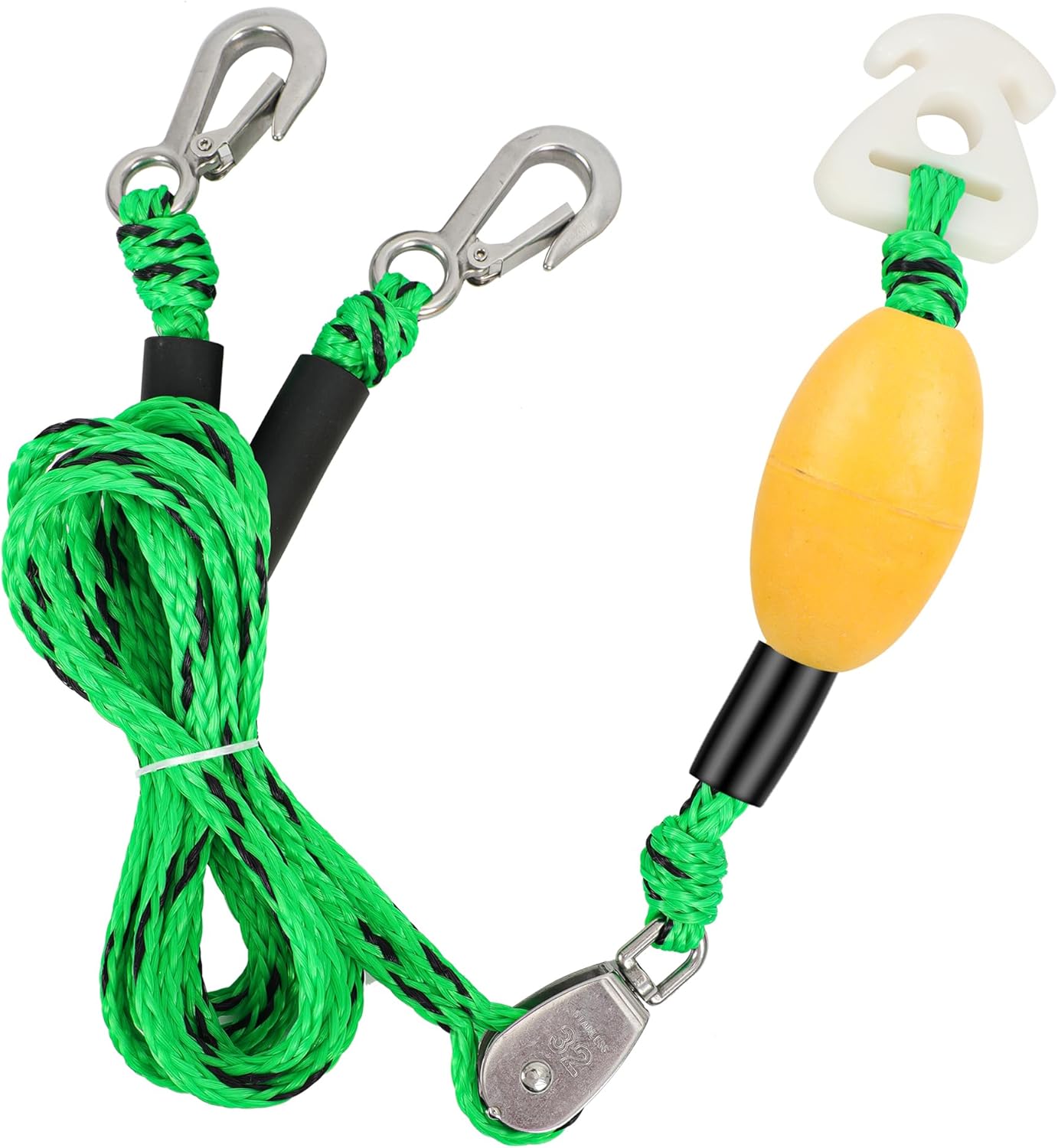 Arnés de remolque autocentrante para deportes acuáticos con bola de espuma, arnés de remolque de barco resistente con 2 jinetes permanentes de acero