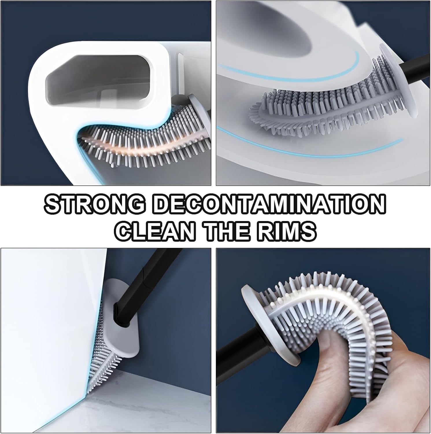 Escobilla de inodoro con soporte de secado ventilado, cepillo flexible para inodoro, kit de cepillo de limpieza para baño, cepillo de limpieza