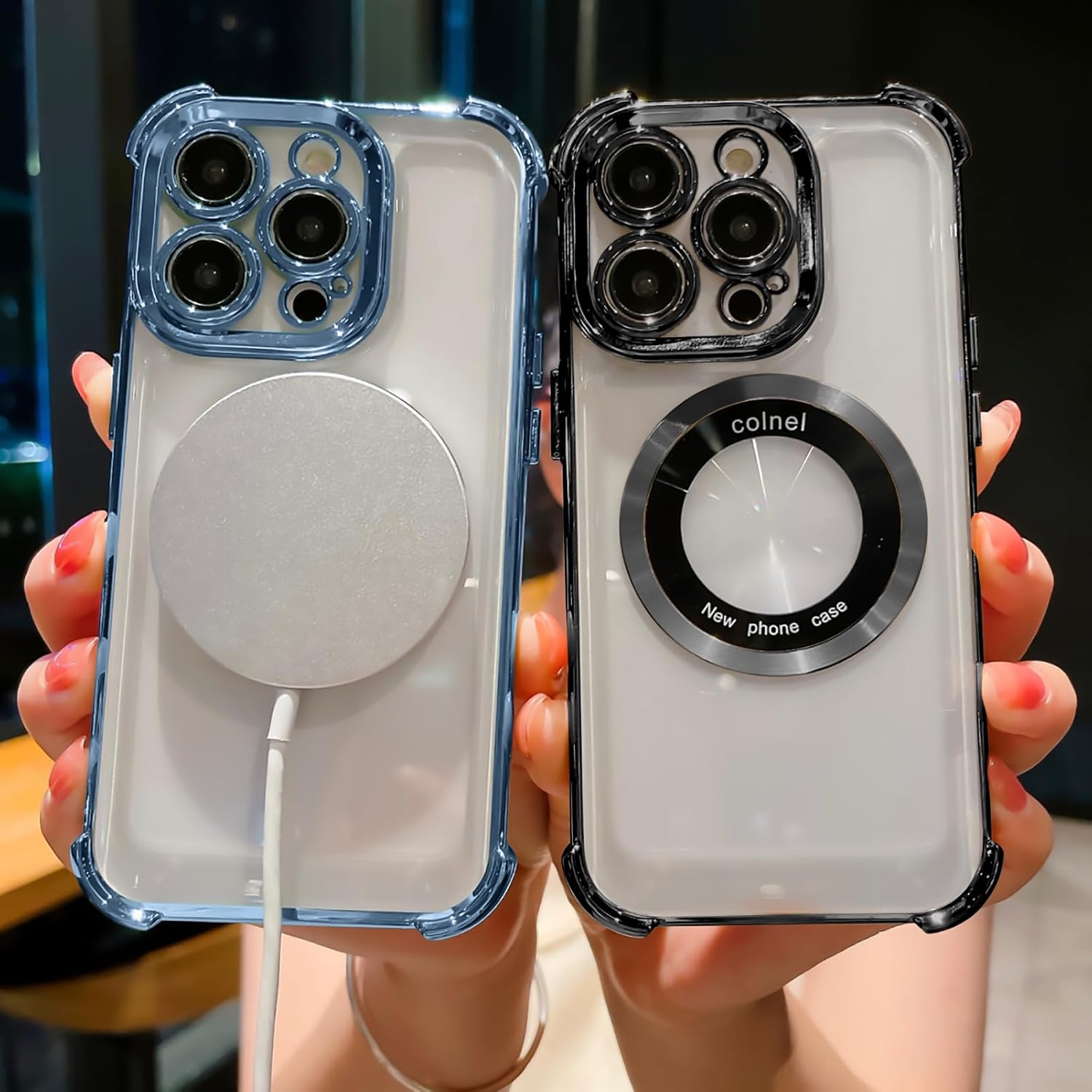 Eiyikof Funda magnética transparente para iPhone 12 Pro Max, protección de lujo brillante en las cuatro esquinas, a prueba de golpes, de grado