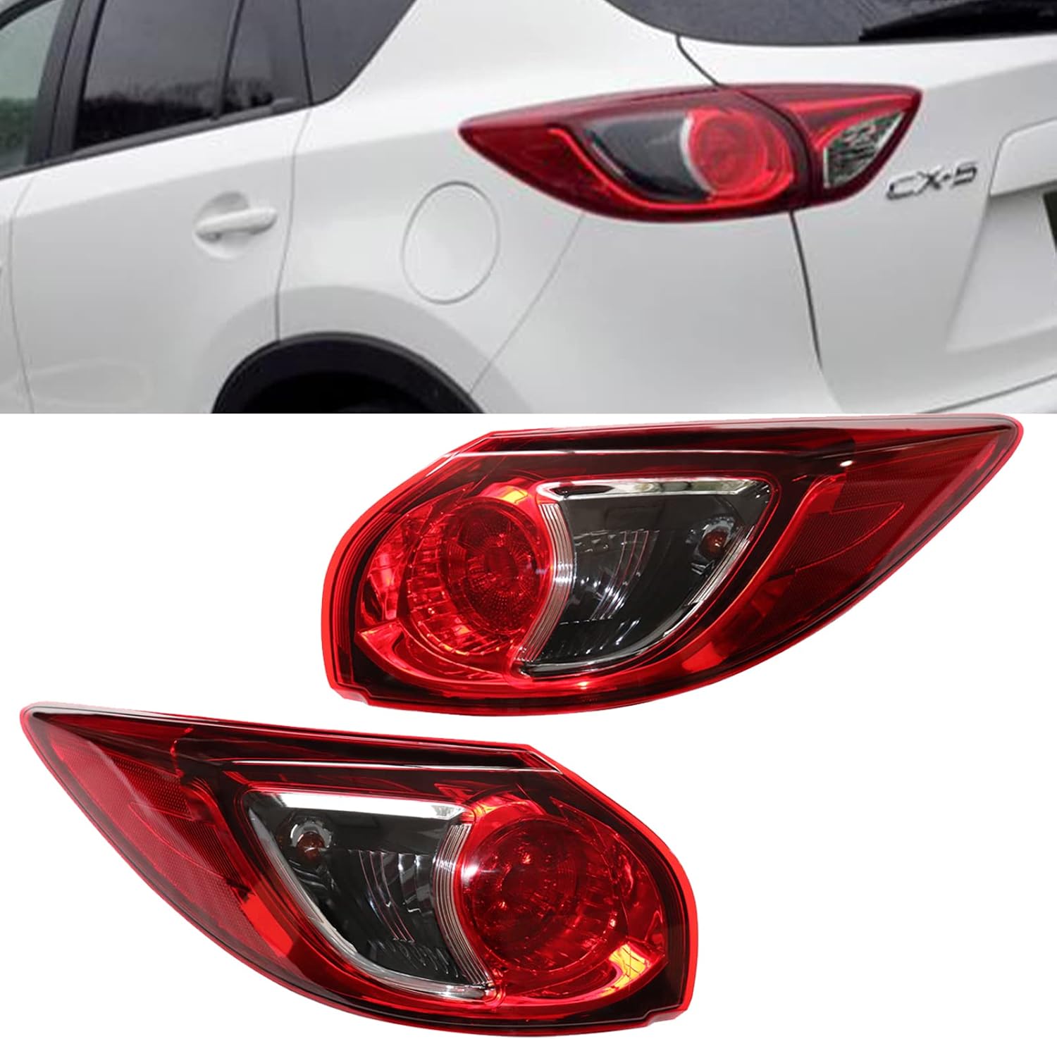 Luz trasera halógena, luz trasera exterior del lado del conductor y del pasajero para Mazda CX5 CX-5 2013-2016 lámpara de freno (luz trasera lateral