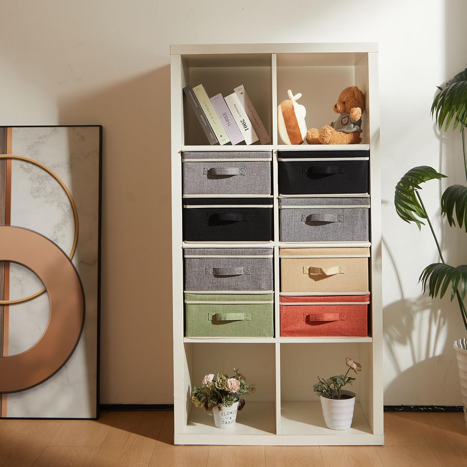 DOMEraax Contenedores de almacenamiento con tapa, caja de almacenamiento de ropa plegable con asa para juguetes, libros, armario, dormitorio, hogar,