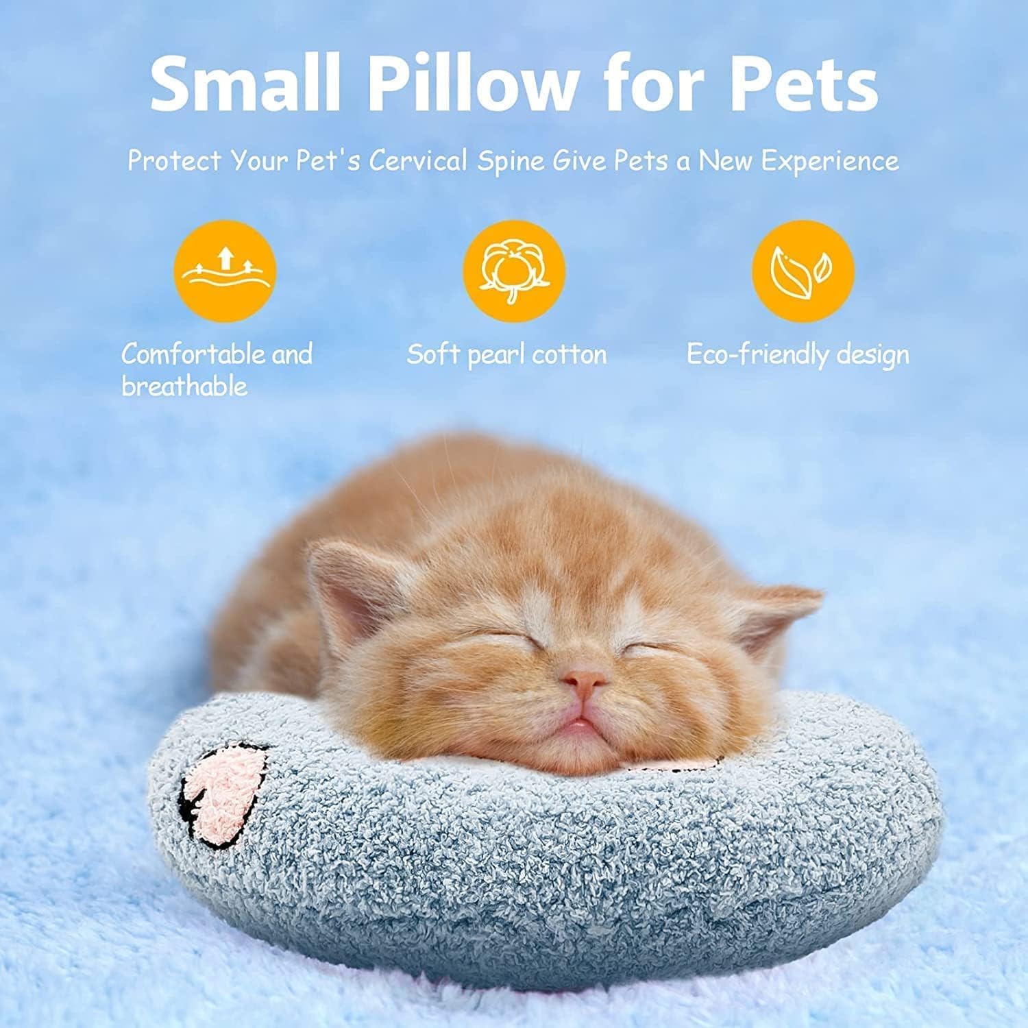 Almohada calmante para perros, almohadas suaves para el cuello de las mascotas, almohada calmante para perros pequeños, ultra suave y esponjosa,