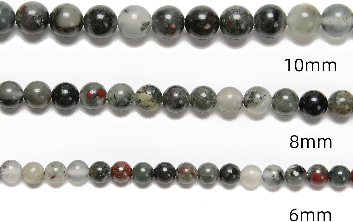 76 cuentas redondas lisas de piedra de sangre africana de 0.394 pulgadas (0.394 in), cuentas de piedra natural de grado AAA, piedras preciosas