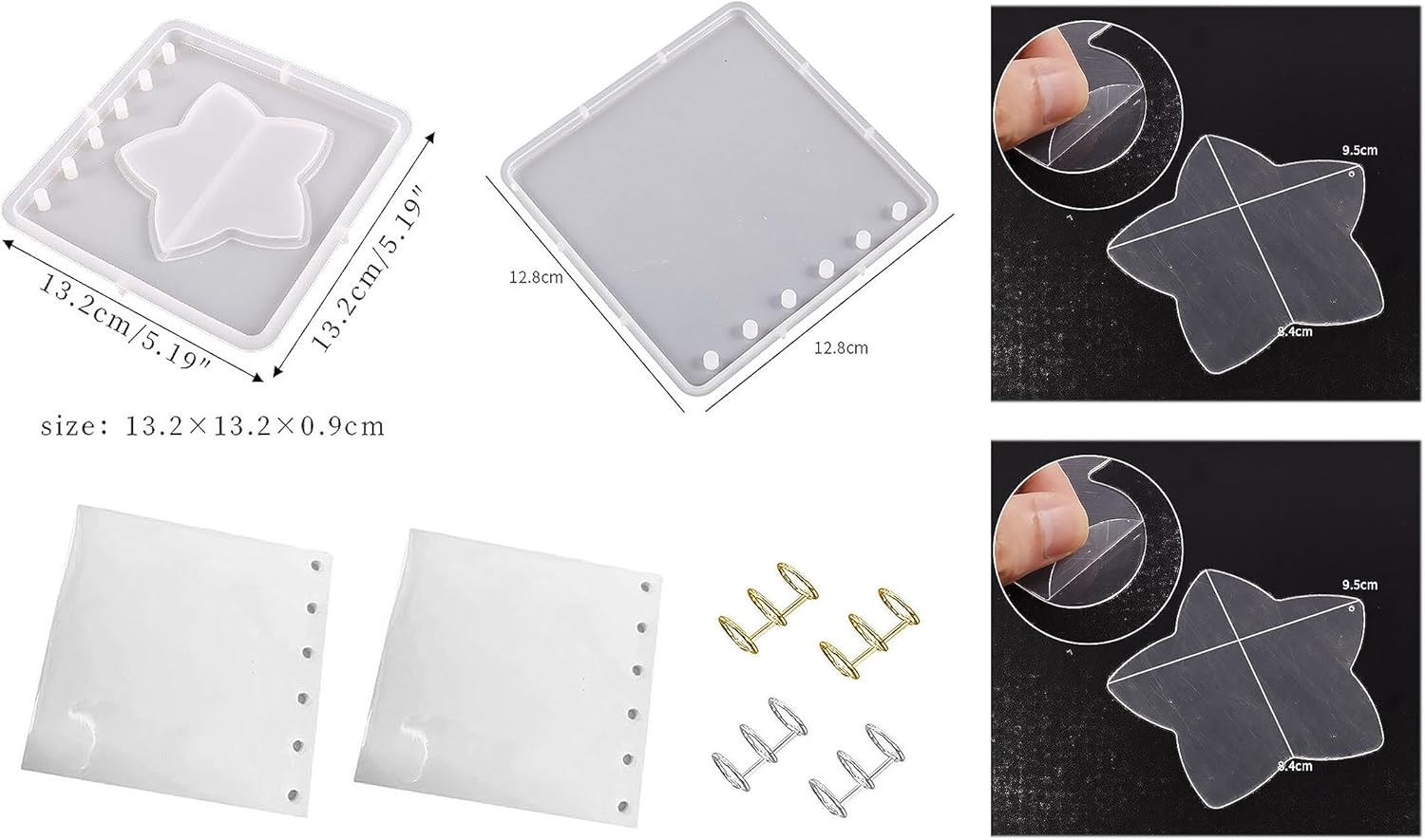 Kit de moldes de resina para cuadernos, moldes de resina epoxi de fundición de arena movediza para cuadernos, molde de silicona para cuaderno de