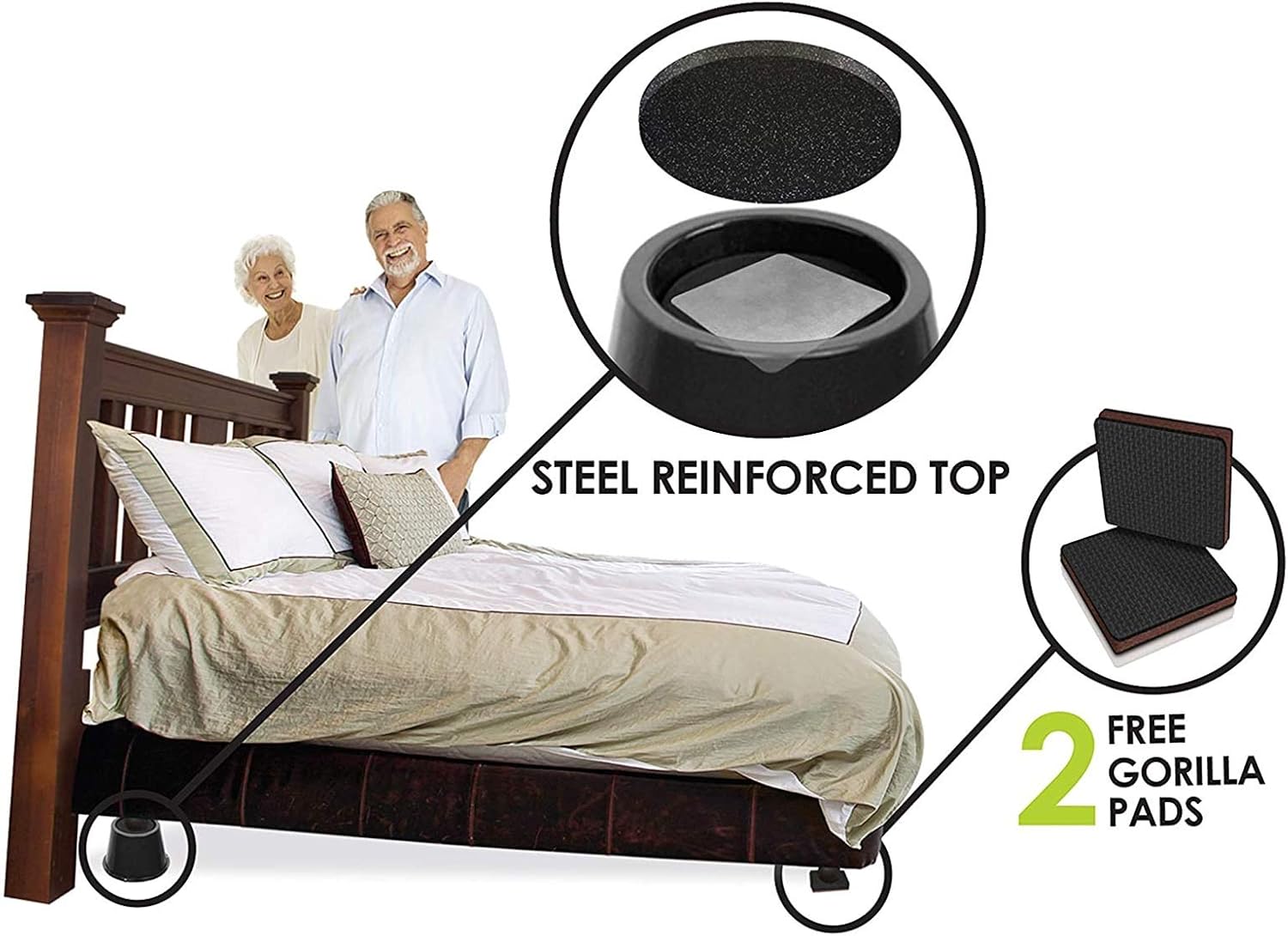 Slipstick CB676 – Elevadores de cama inclinados de 3 pulgadas para alivio de reflujo ácido, dolor y respiración (juego de 2 elevadores médicos y 2