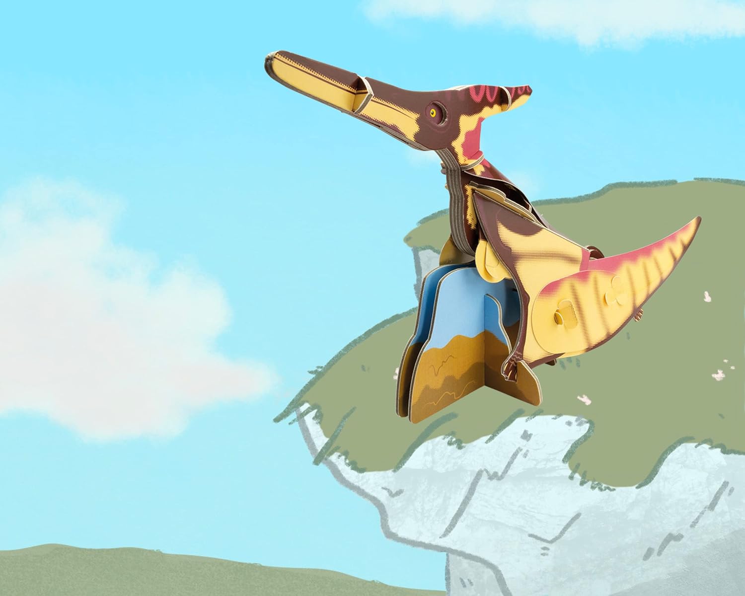 Build Your Own Moving Pteranodon – Acción de ala de aleteo con pestaña de tracción – Kit de manualidades de cartón ecológico – A partir de 8 años
