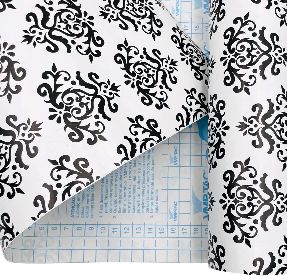 Yifely Revestimiento autoadhesivo para estantes, papel extraíble para muebles para cubrir cajones de apartamentos, damasco negro retro, 17.7