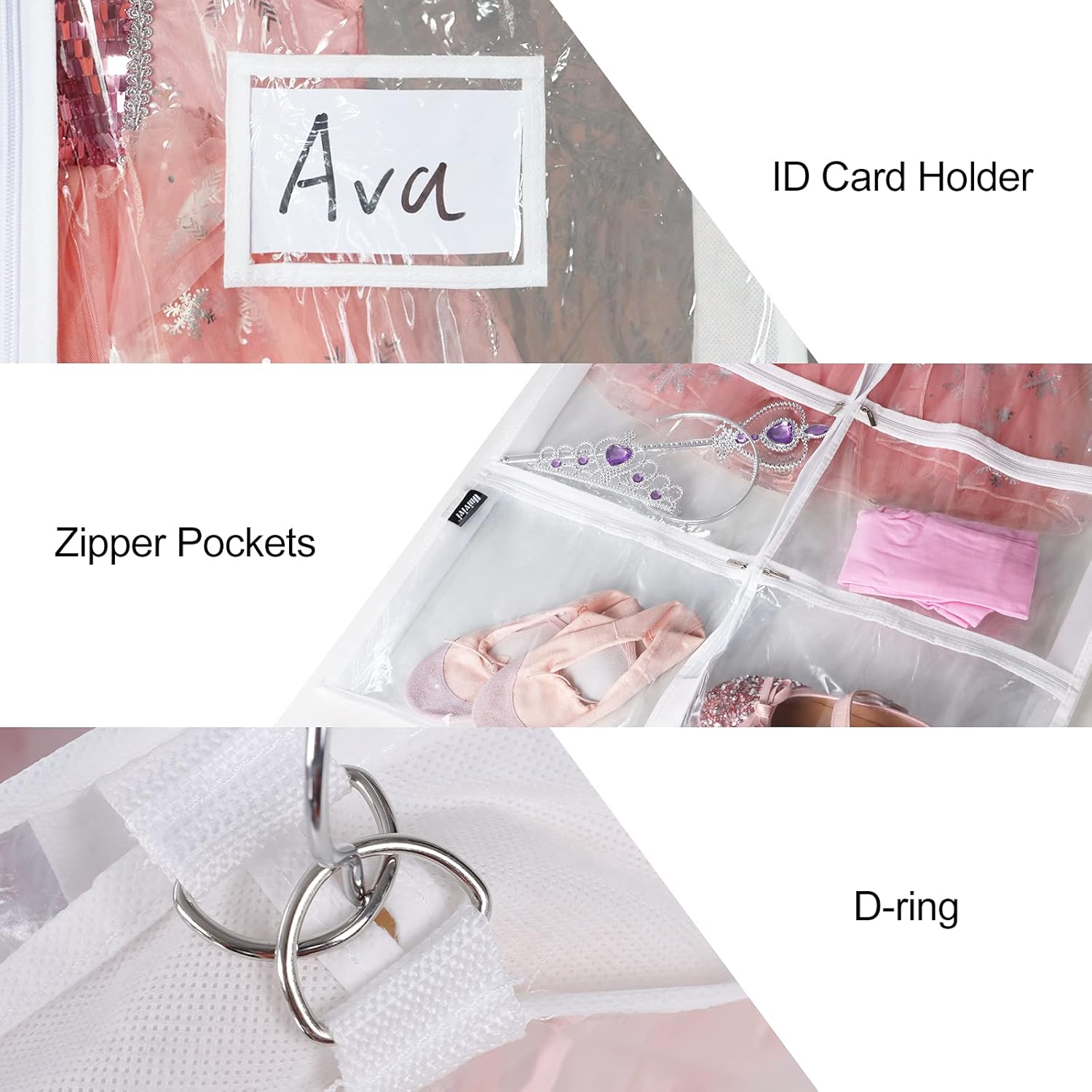 Univivi – Juego de 3 bolsas para prendas de 60 pulgadas portatrajes para almacenamiento y viajes, con protector antipolillas, ligero y resistente,